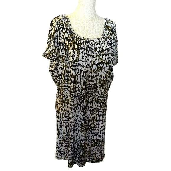 Calvin Klein Blouse | Black White Sleeveless | Split Short Sleeve Modern - Picture 2 of 10